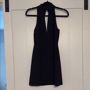 Black Sheath Cocktail Dress with Plunge Halter Neckline